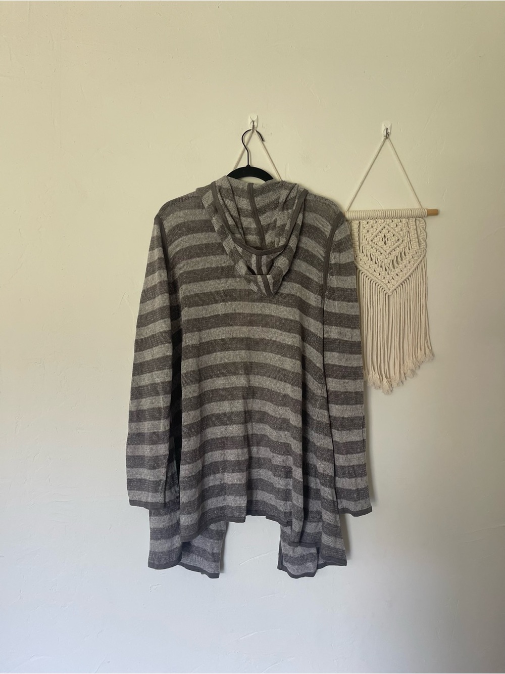 Eileen Fisher 100% Organic Linen Striped Open Cardigan - Picture 3 of 4